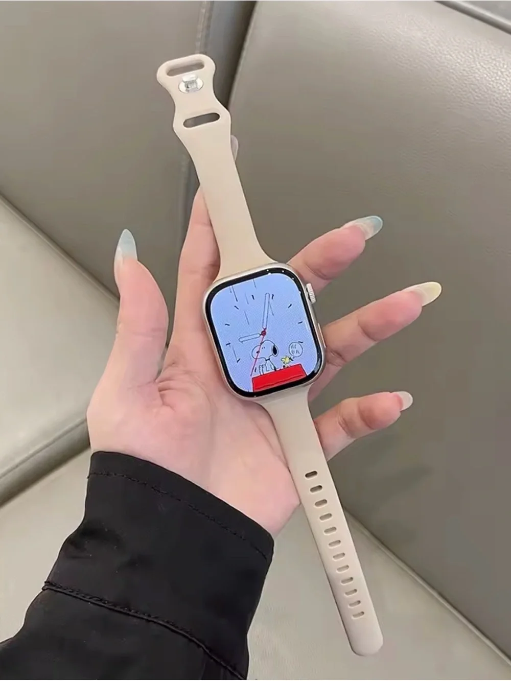 Smartwatch with Burgundy Silicone Band - Compatible Fitness Wearable,Slim case